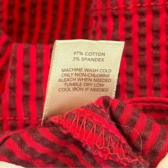 Ann Taylor Loft Shorts Womens 4 Red Seersucker Striped Stretch Chino Pockets - Picture 5 of 10